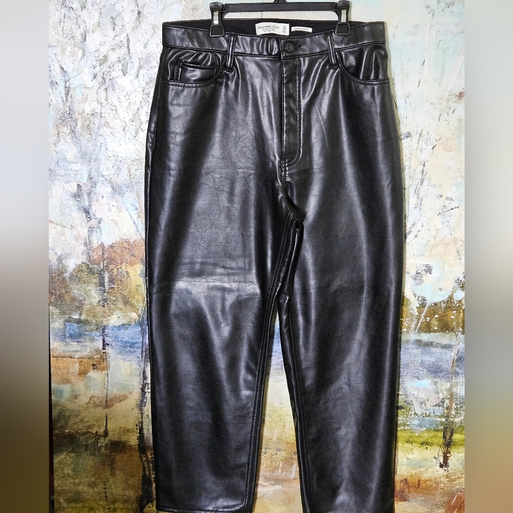 Abercrombie & Fitch The Ankle Straight Curve Love Ultra High Rise Leather Pants